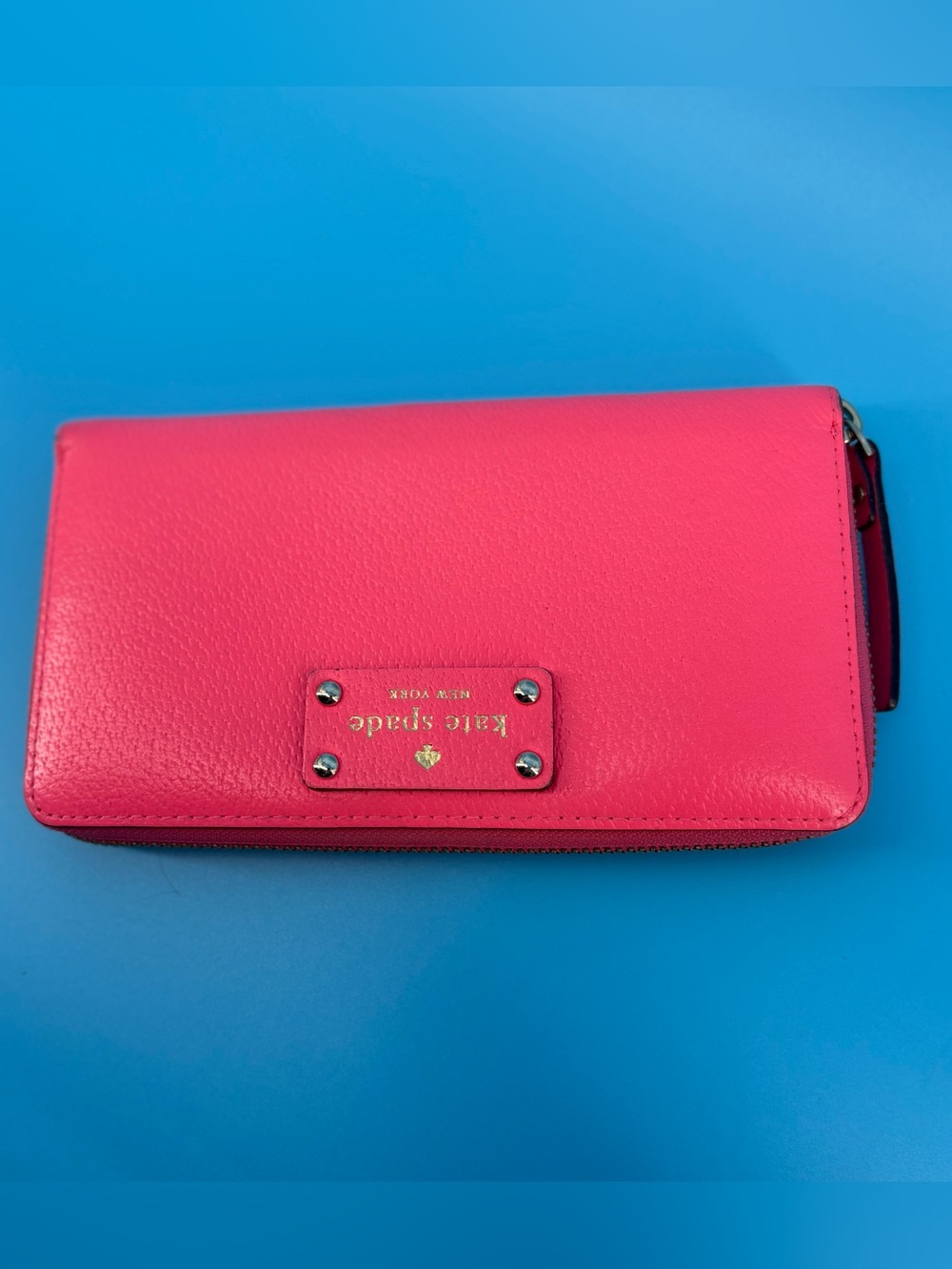 Kate Spade Neda Wellesley Vibrant Pink Leather Wallet - Classic Barbiecore